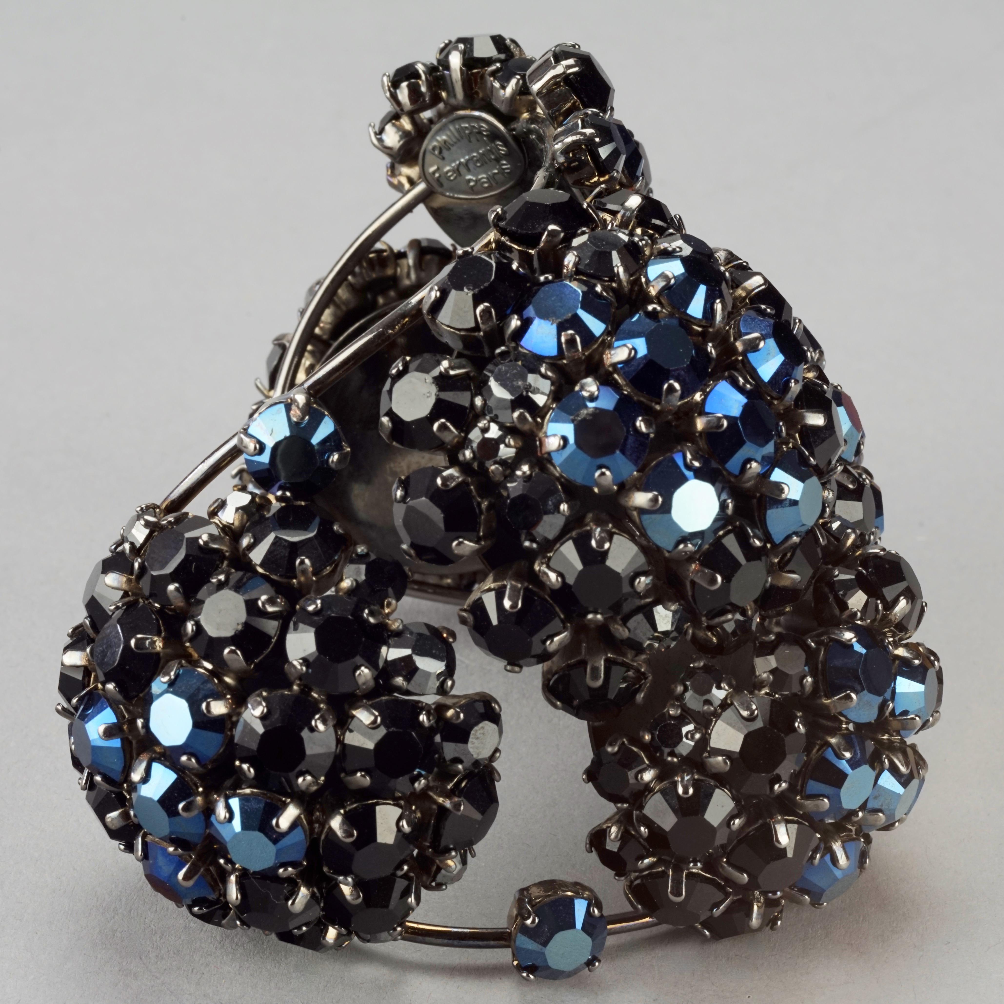 Vintage PHILIPPE FERRANDIS Dramatic Crystal Wide Cuff Bracelet For Sale 3
