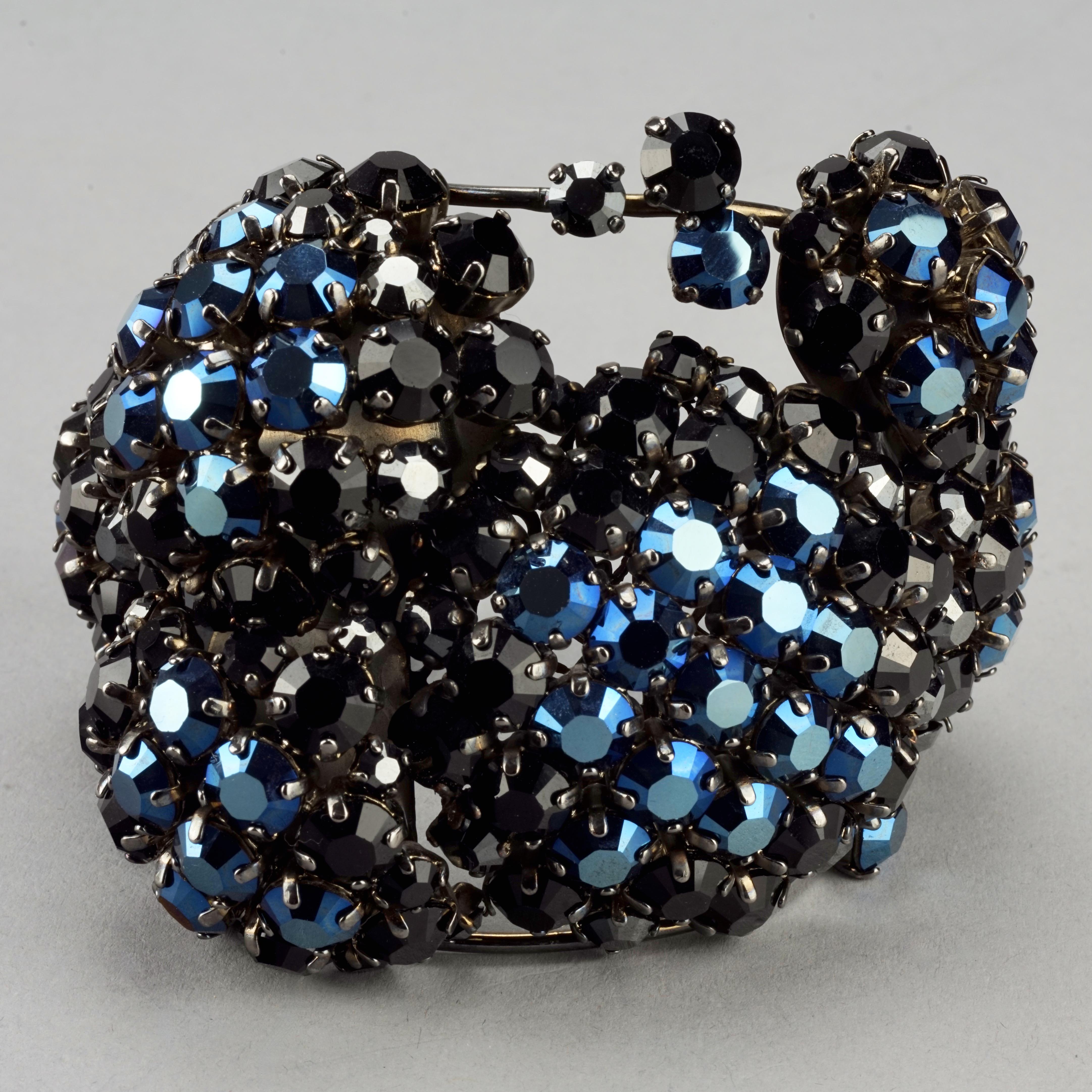 Vintage PHILIPPE FERRANDIS Dramatic Crystal Wide Cuff Bracelet For Sale 5