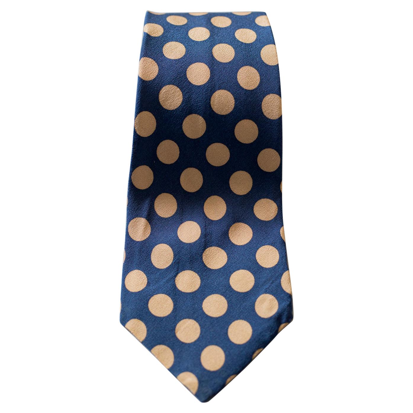 Vintage Philippe Larror 100% silk tie with polka dots For Sale
