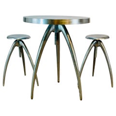 Vintage Philippe Starck 'Vicieuse' Style Steel Bar Tables + 2 Stools