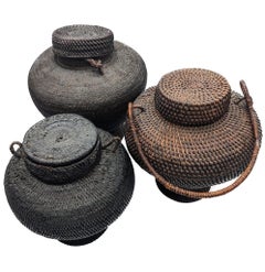 Vintage Philippine Rice Baskets, Set of 3