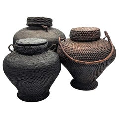 Juego de 3 cestos de arroz filipinos vintage