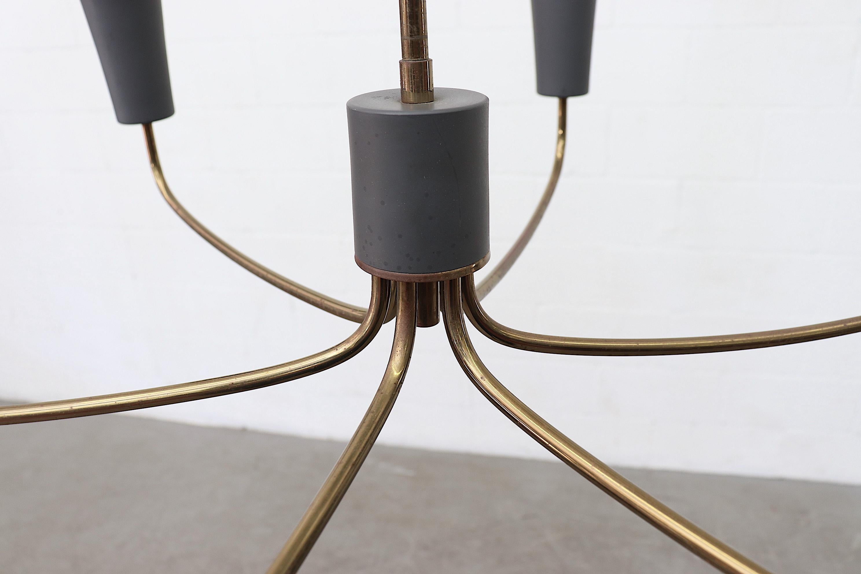 Brass Mid-century Philips Chandelier with Giant Bulbs For Sale