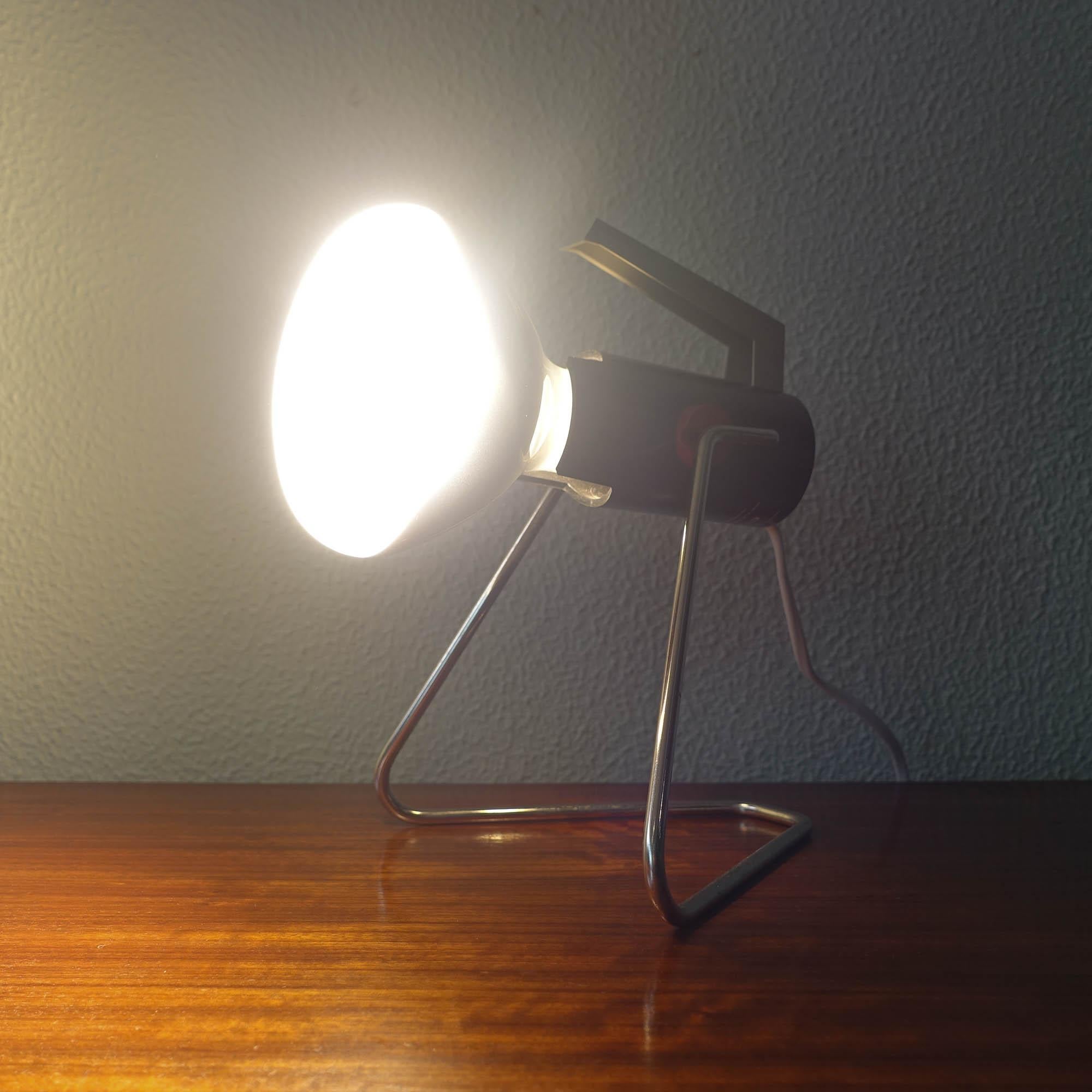 This Philips “infraphil” spot lamp originally intended for light therapy, 1970s. It was designed and produced by Philips, in the Netherlands, during the 1970's. For those long wintery days, the Sunlamp brings a touch of warmth and light to any