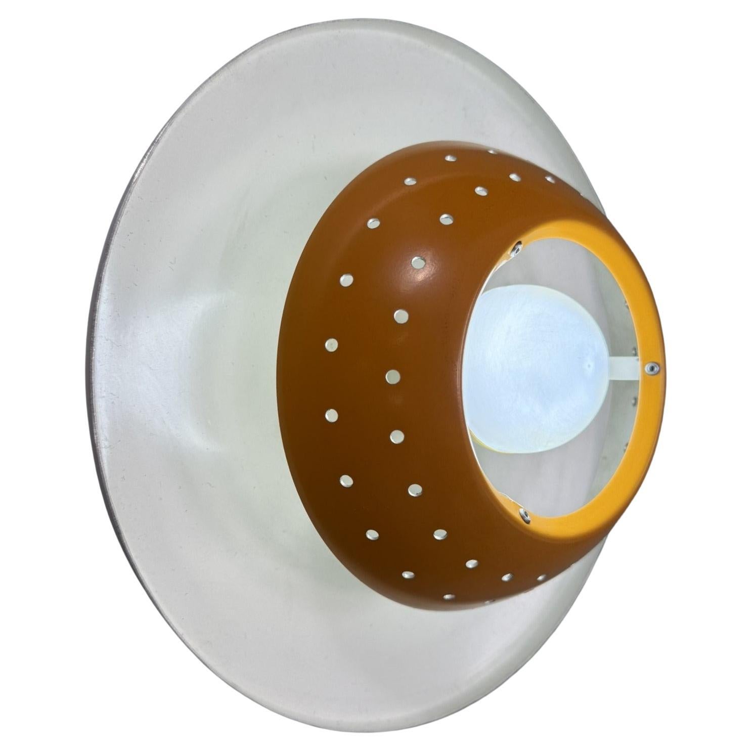 Vintage Philips Netherlands Perforated Yellow Wall or Ceiling Lamp 1970s