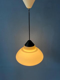 Vintage Philips Opaline Glass Pendant Lamp Attributed to Louis Kalff, 1970s