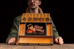Vintage Phillip Morris Wooden Point-of-Sale Countertop Display