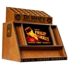 Vintage Phillip Morris Wooden Point-of-Sale Countertop Display