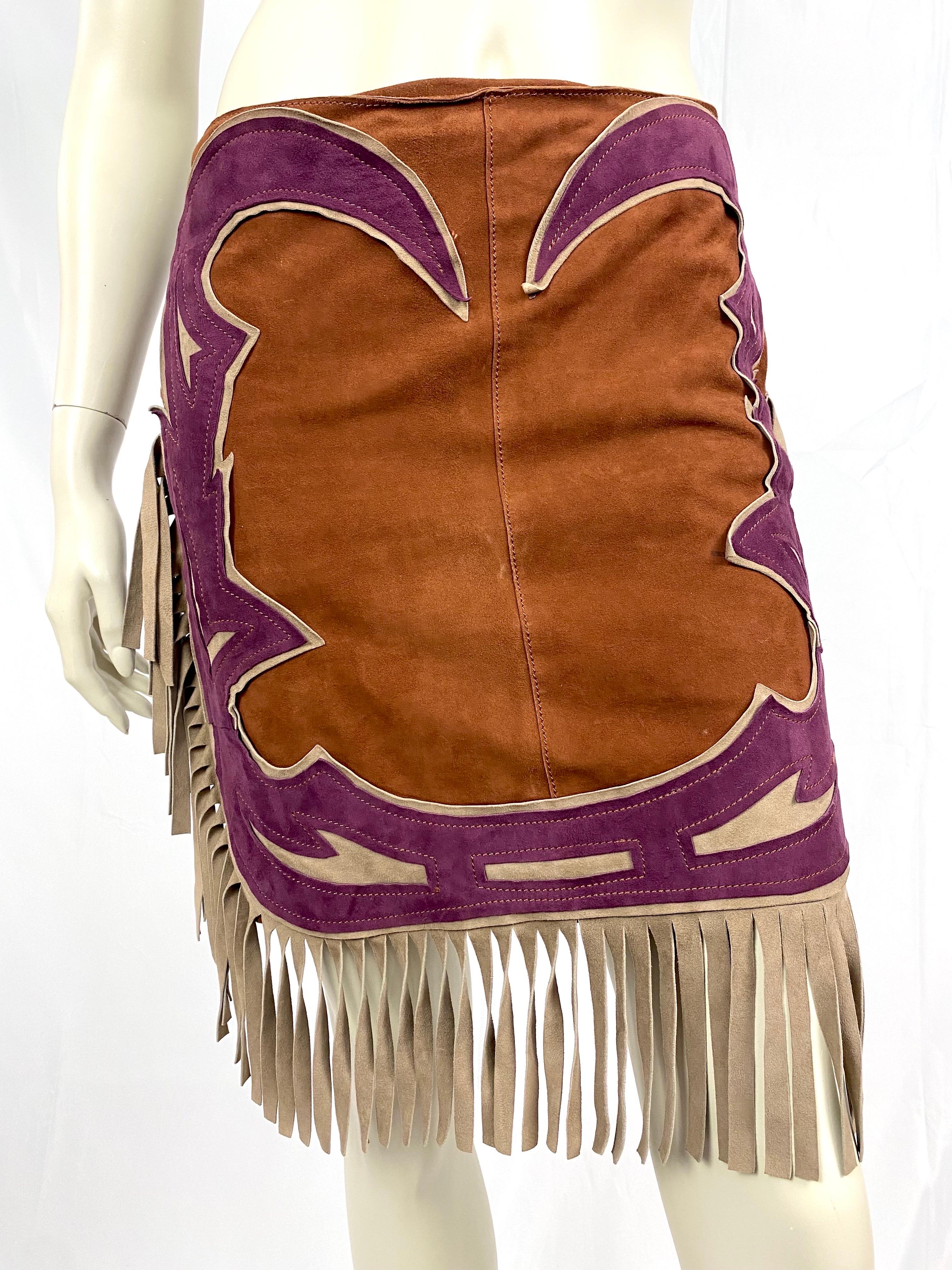 Vintage Philosophy by Alberta Ferretti fringed suede set For Sale 12
