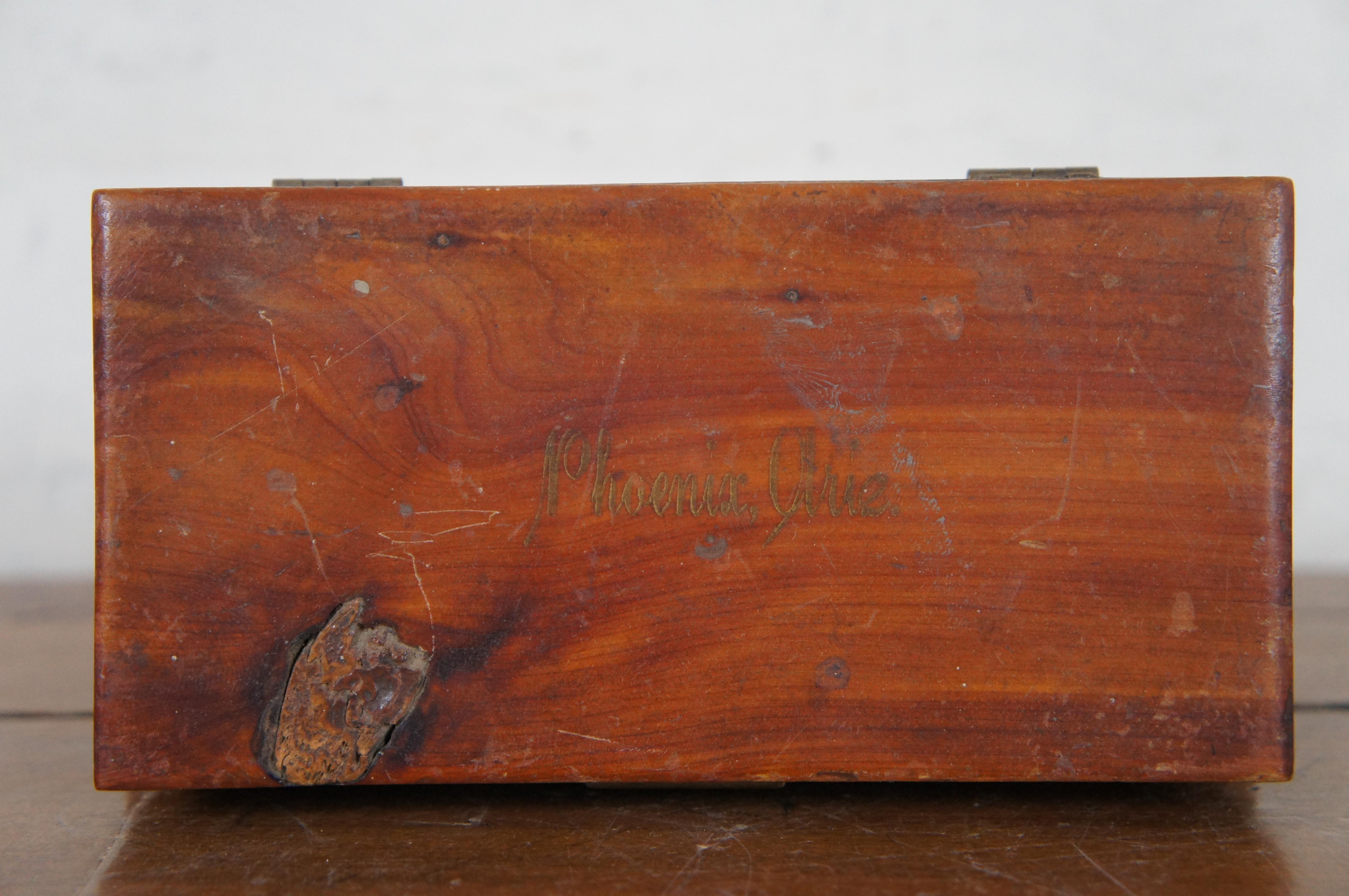 Vintage Phoenix Arizona Pine Dovetailed  Souvenir Keepsake Trinket Jewelry Box 7 4