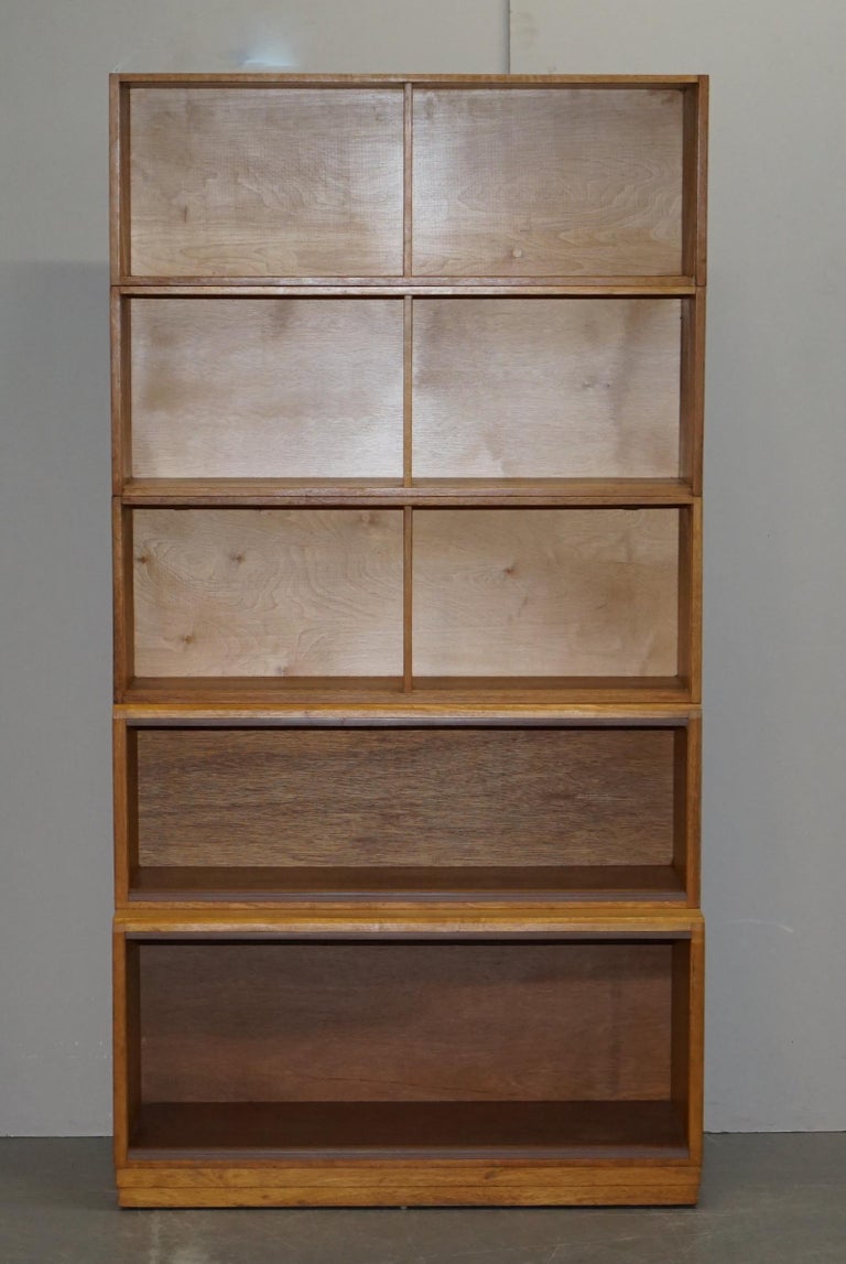 Vintage Phoenix Bookcases 1972 Oak Stacking Library Legal Open Bookcase at 1stDibs