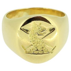 Anello con sigillo Phoenix Intaglio d'epoca