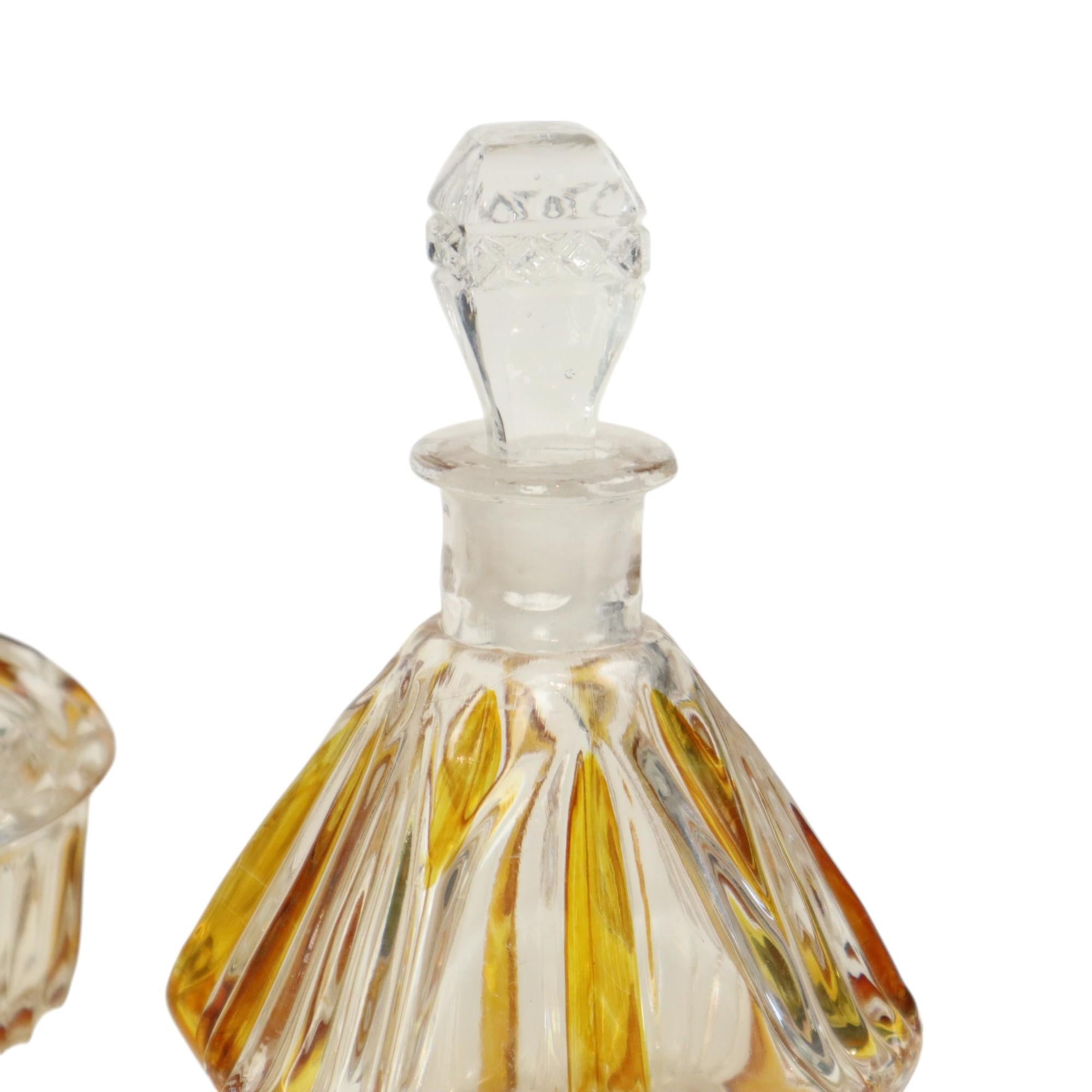 Vintage Phönix Amber Toilet Set Perfume Set Boudoir Bleikristal For Sale 4