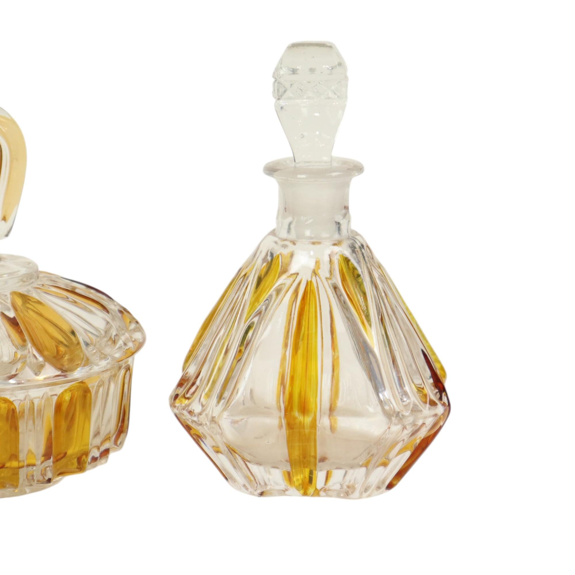 European Vintage Phönix Amber Toilet Set Perfume Set Boudoir Bleikristal For Sale