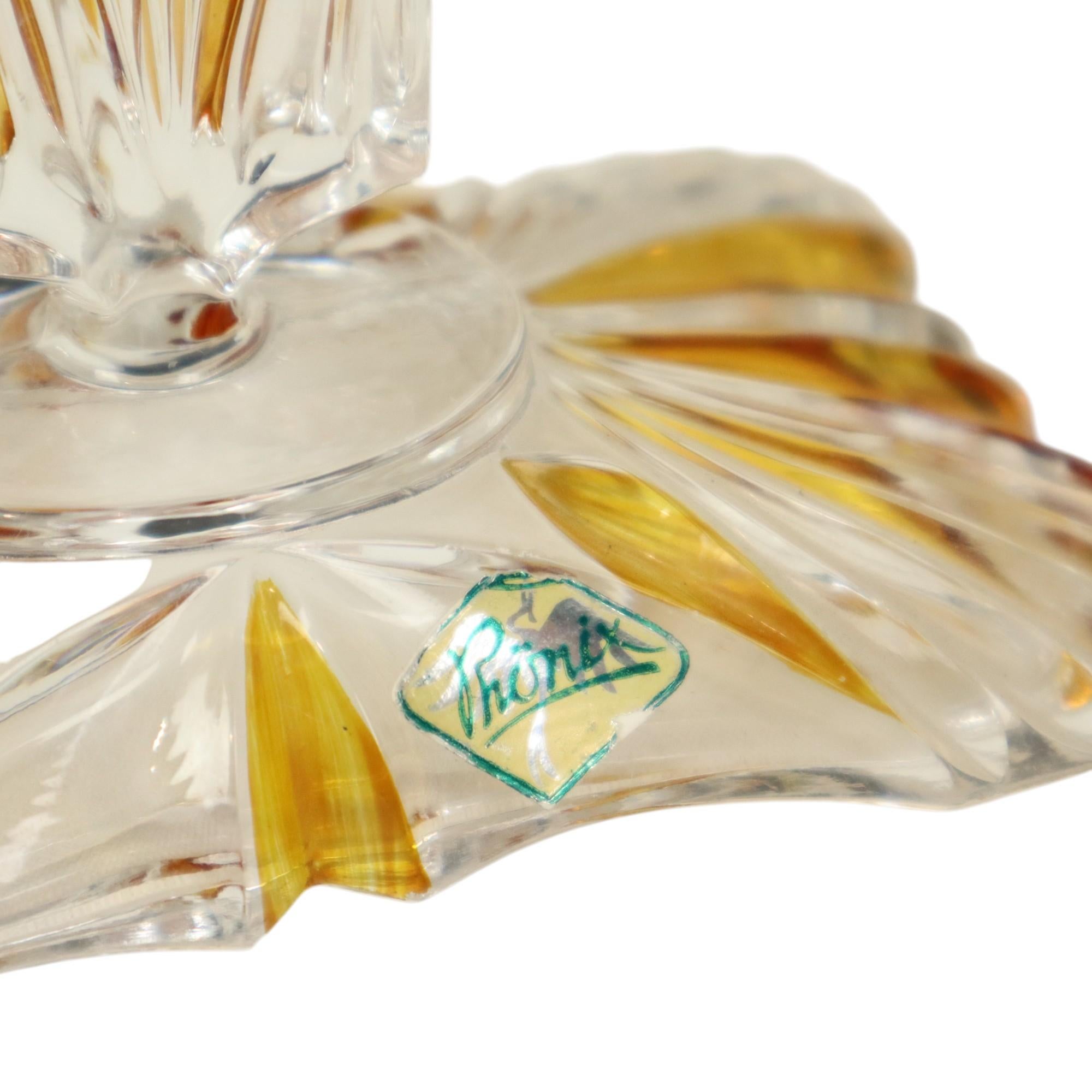 20th Century Vintage Phönix Amber Toilet Set Perfume Set Boudoir Bleikristal For Sale