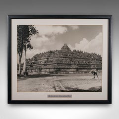 Vintage Photograph, Borobudur Shrine, Oriental, Monochrome, Java, Mid Century