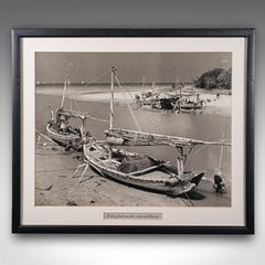 Vintage Photograph, Fishing Boats, Oriental, Monochrome, East Java, Mid Century