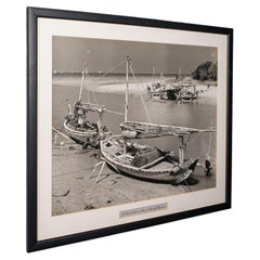 Vintage Photograph, Fishing Boats, Oriental, Monochrome, East Java, Mid Century