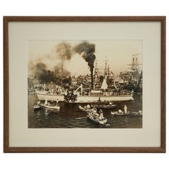 Vintage Photographic Print of a Steam Paddle Wheeler, “Clermont”