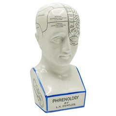 Vintage Phrenology Kopf, Englisch, Keramik, Dekorative Büste, Medizinisch, Display