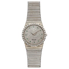 Vintage Piaget 12336 18K WG Diamond & Emerald Pave Dial Automatic 34mm