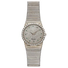 Vintage Piaget 12336 18K WG Diamond & Emerald Pave Dial Automatic 34mm
