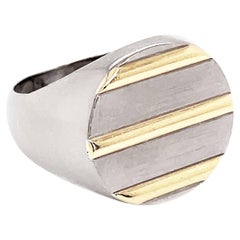 Antique Piaget 18 Carat White and Yellow Gold Polo Signet Ring