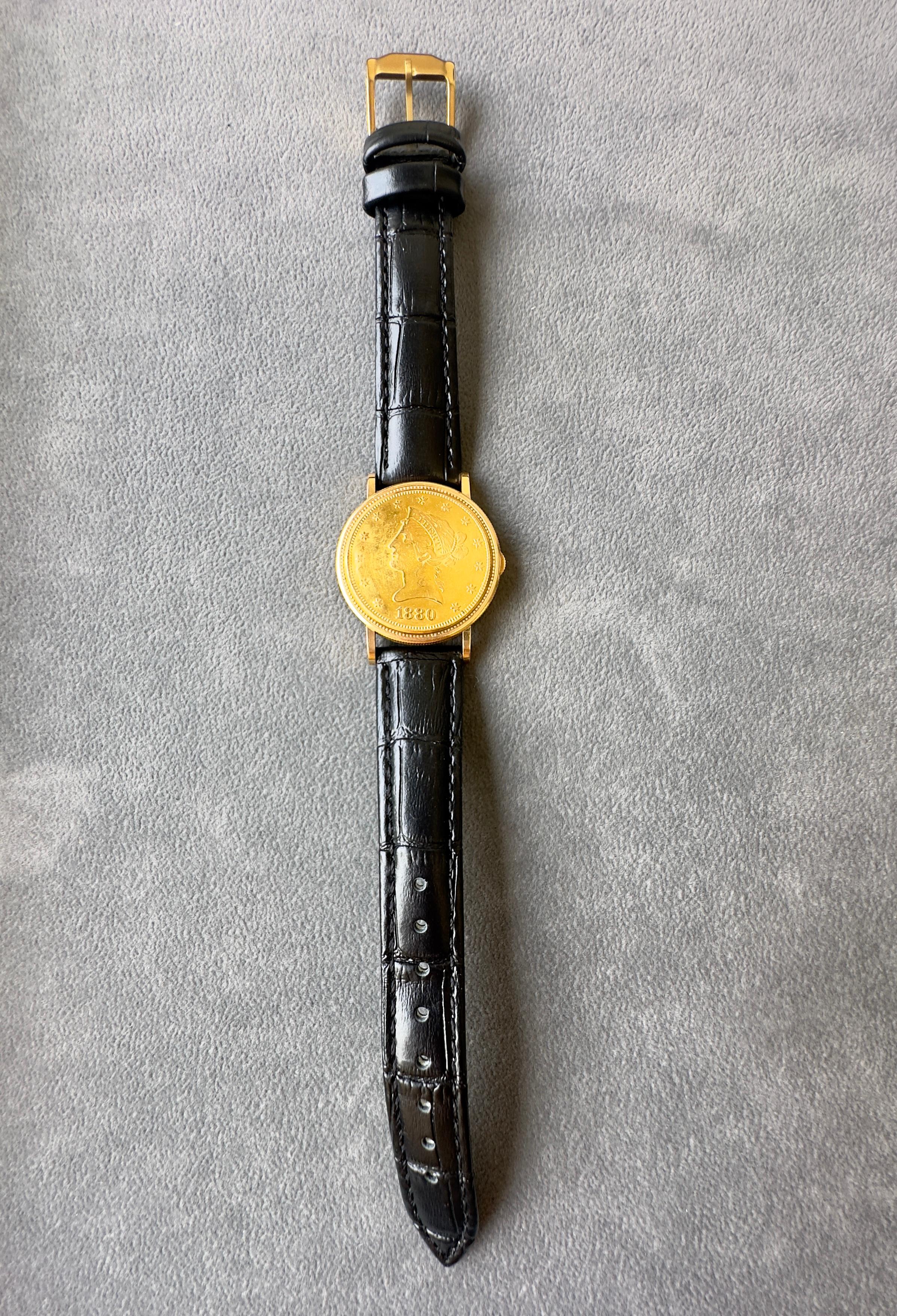 Orologio Piaget 1880 Lady of Liberty 10 Dollar US Gold Coin 18k, rif. 900B in vendita 11