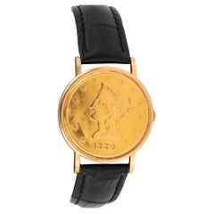 Vintage Piaget 1880 Lady of Liberty 10 Dollar US Gold Coin 18k Watch, Ref. 900B