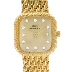 Vintage Piaget 18k Gold Custom Diamond Dial Ladies Quartz Watch 8952 P 31