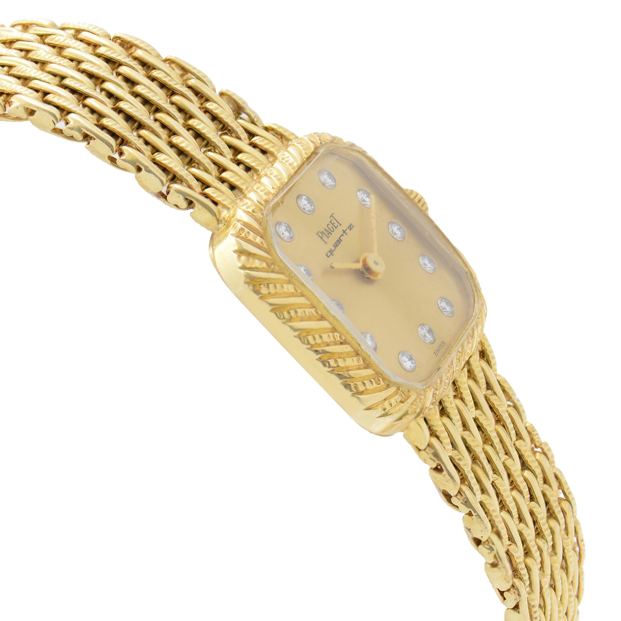 Piaget: 18 Karat Gold Vintage Damen-Quarzuhr 8952 P 31 mit Diamant-Zifferblatt 1