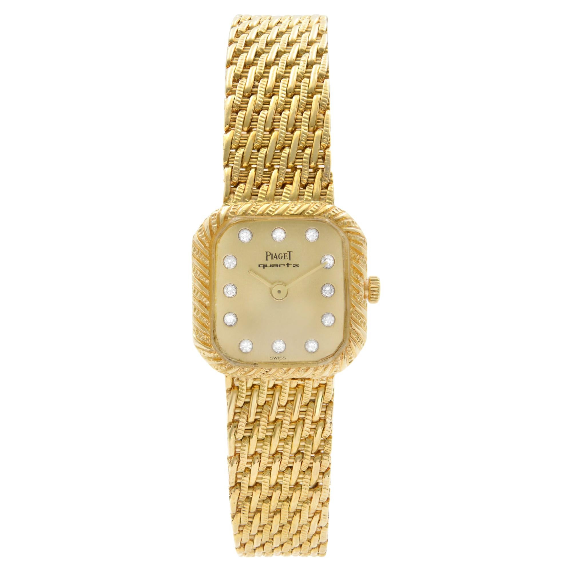 Vintage Piaget 18k Gold Custom Diamond Dial Ladies Quartz Watch 8952 P 31