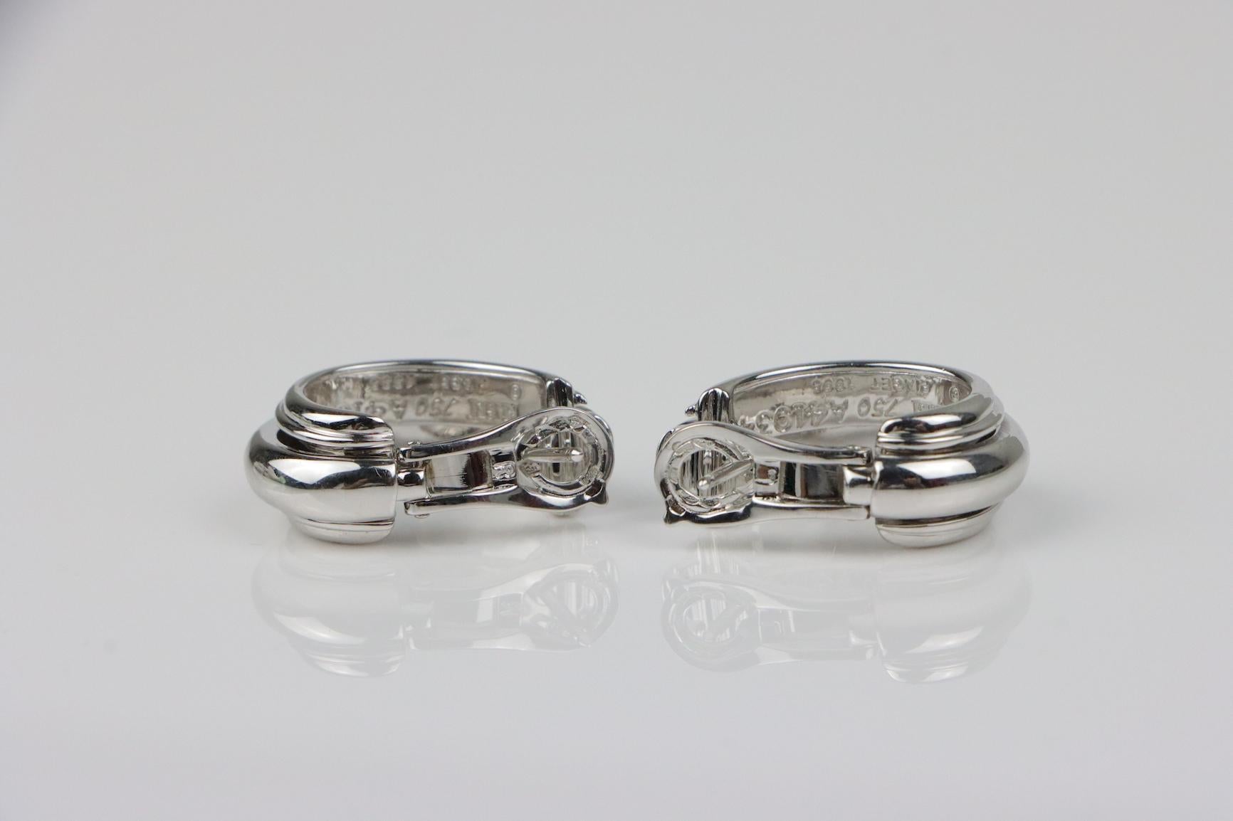 Round Cut Vintage Piaget 18K White Gold Diamond Possession Earrings