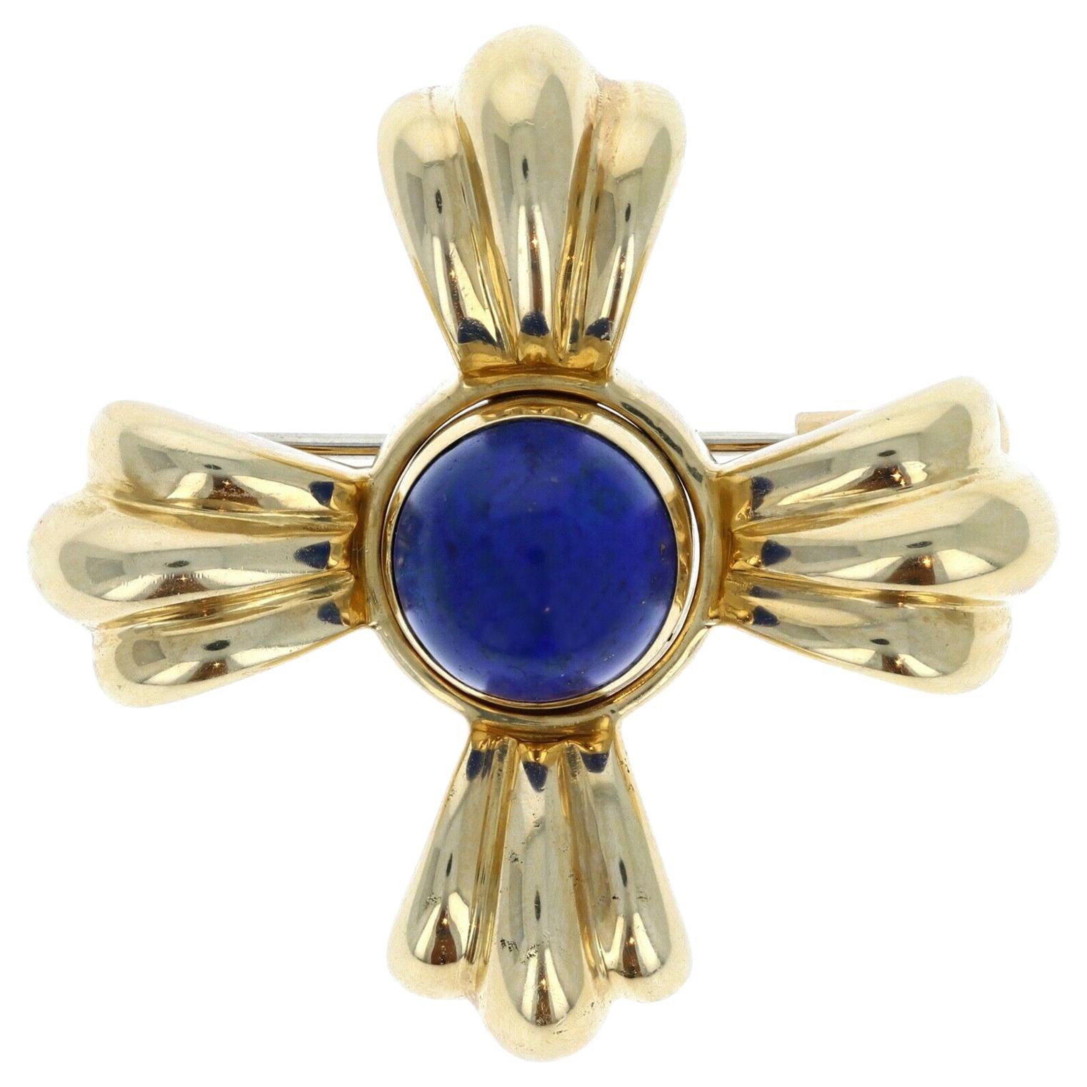 Vintage Piaget 18 Karat Yellow Gold and Lapis Brooch 16.2g
