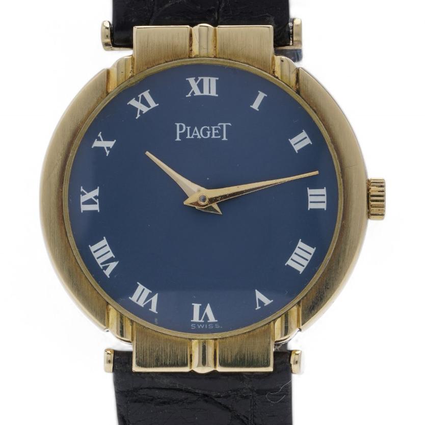 Piaget 18KT Golduhr mit blauem Zifferblatt im Vintage-Stil (ca. 1980er Jahre) im Angebot 4