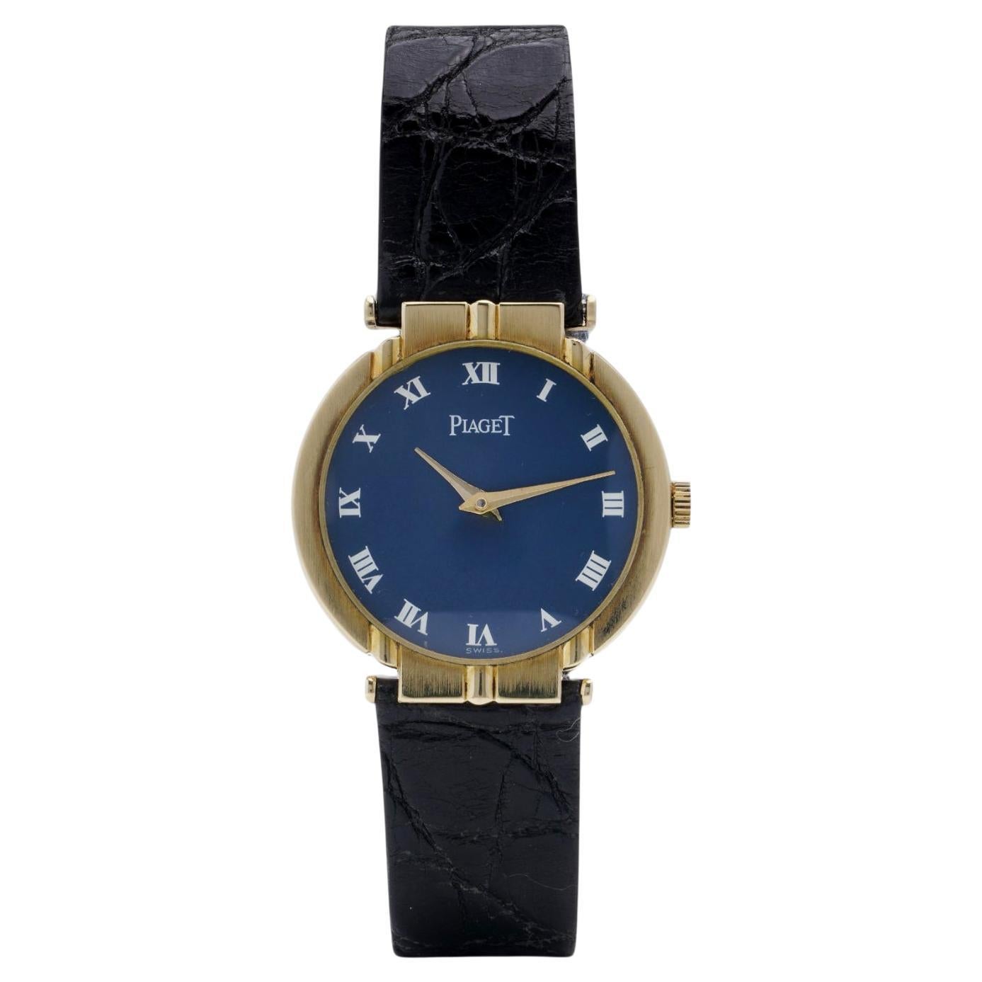 Vintage Piaget 18KT Gold Watch with Blue Dial (Circa 1980s)