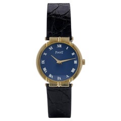 Vintage Piaget 18KT Gold Watch with Blue Dial (Circa 1980s)