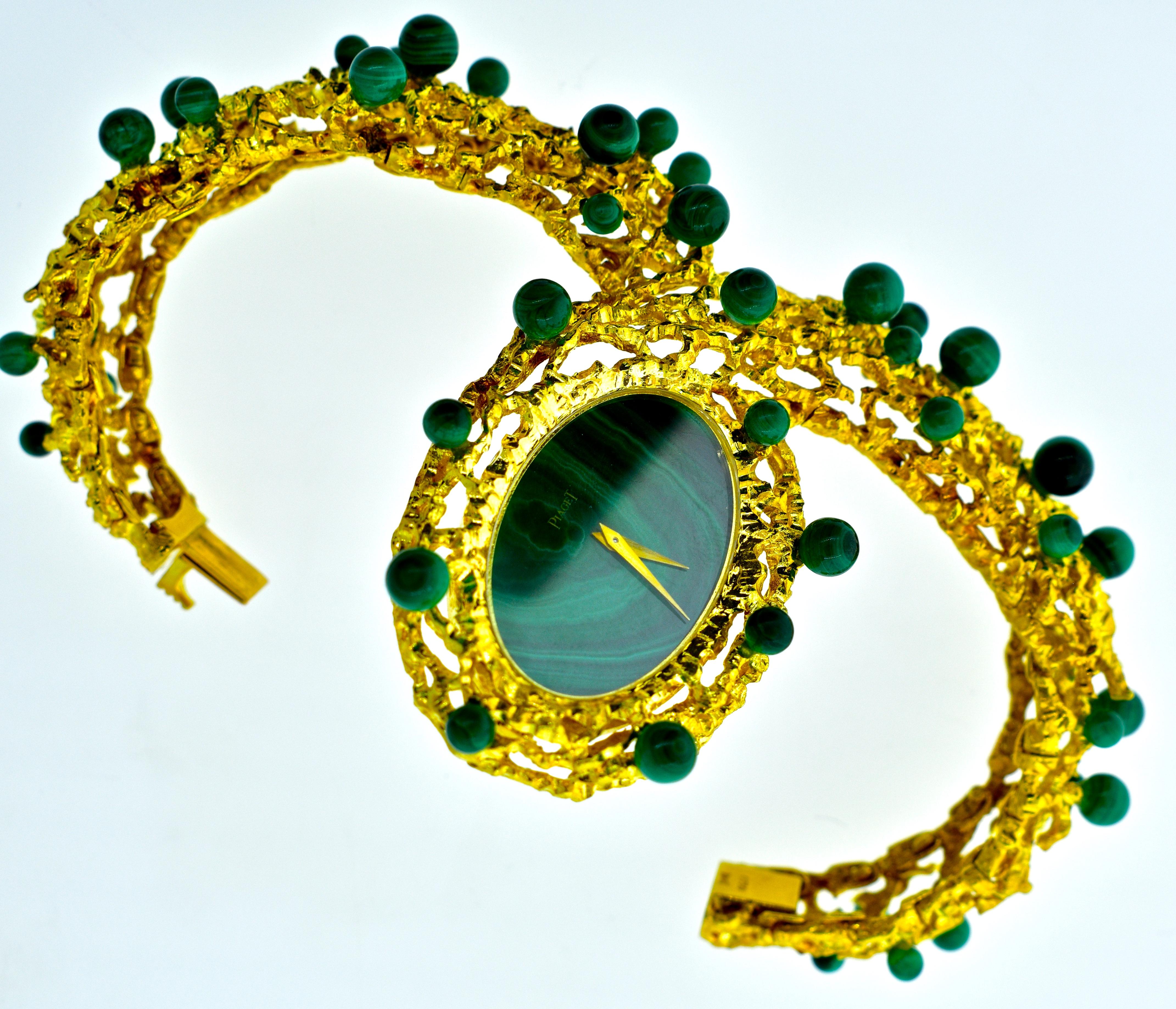 Vintage Piaget 1970s Unusual 18 Karat Gold and Malachite Wristwatch 1
