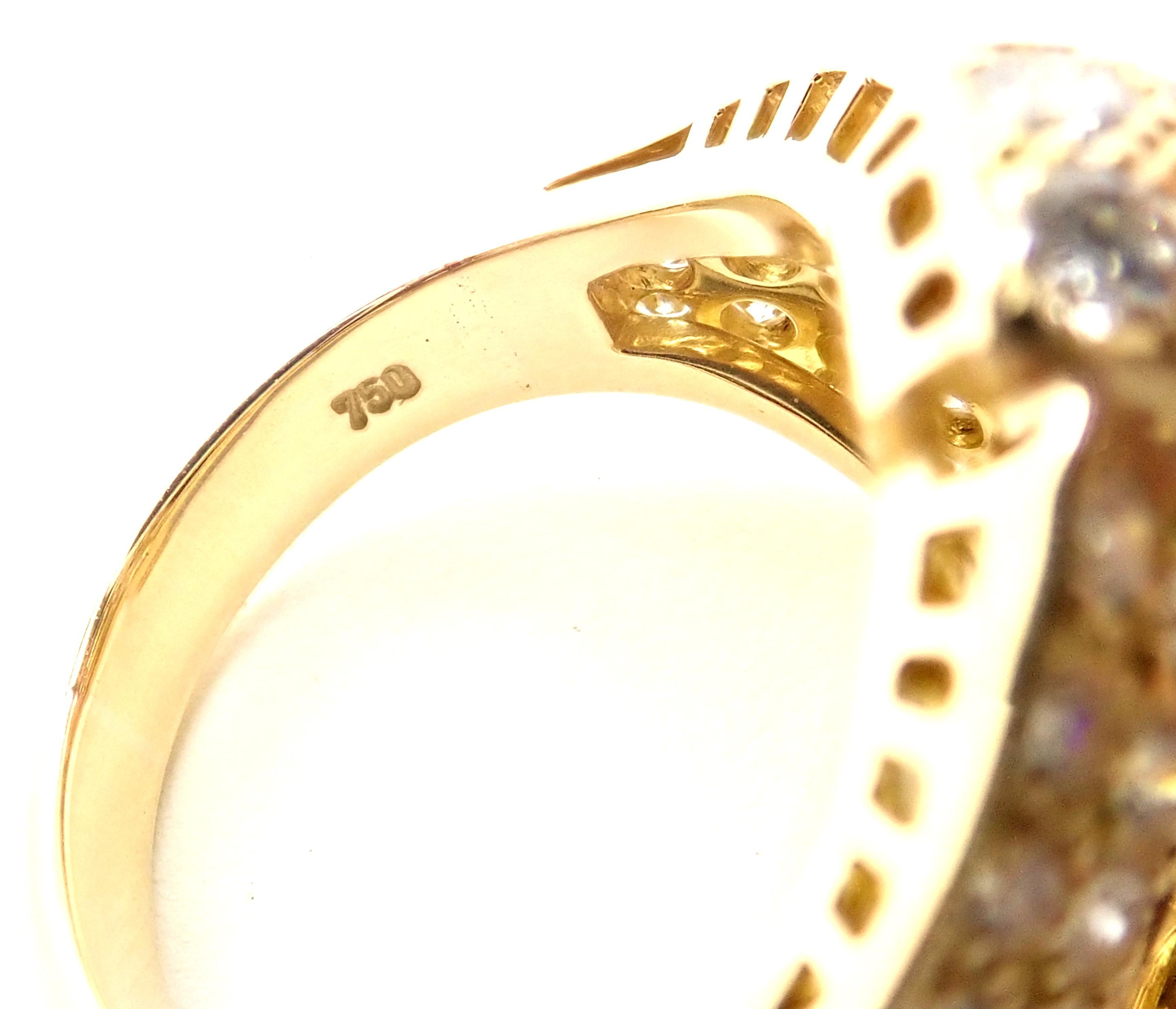 Vintage Piaget 3ct Diamond Yellow Gold Cocktail Ring For Sale 1