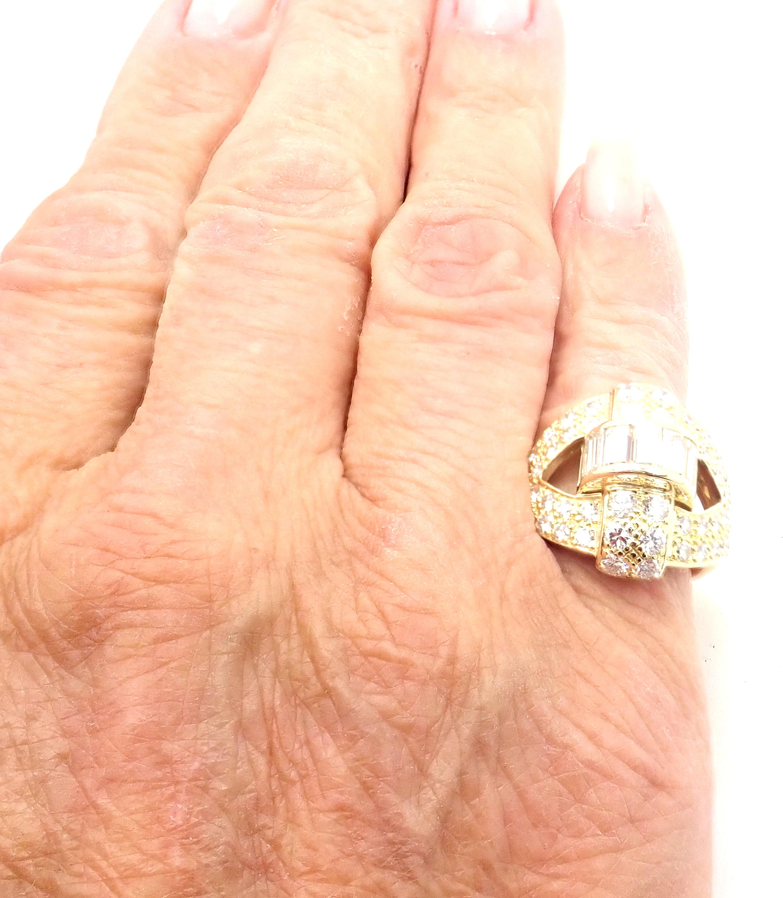 Vintage Piaget 3ct Diamond Yellow Gold Cocktail Ring For Sale 2
