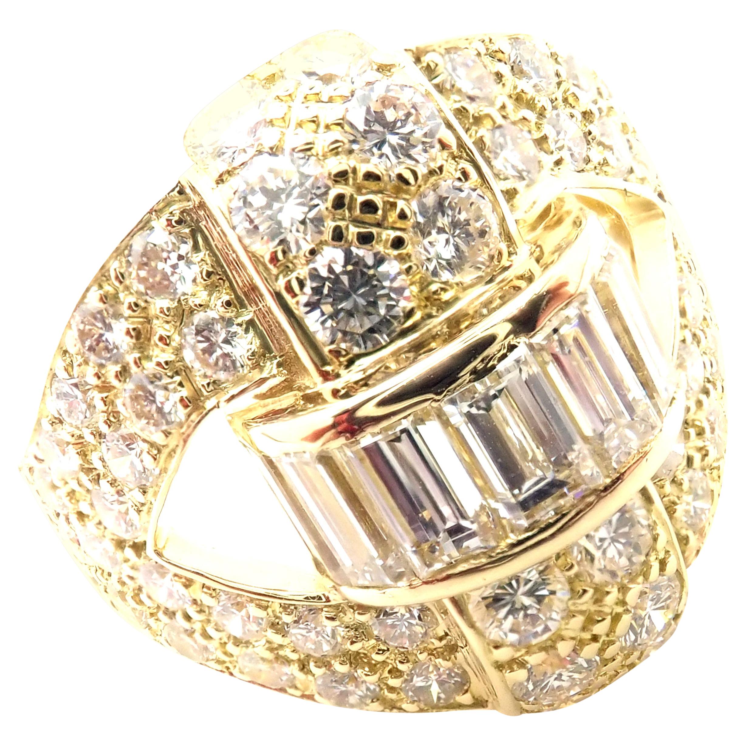 Vintage Piaget 3ct Diamond Yellow Gold Cocktail Ring For Sale