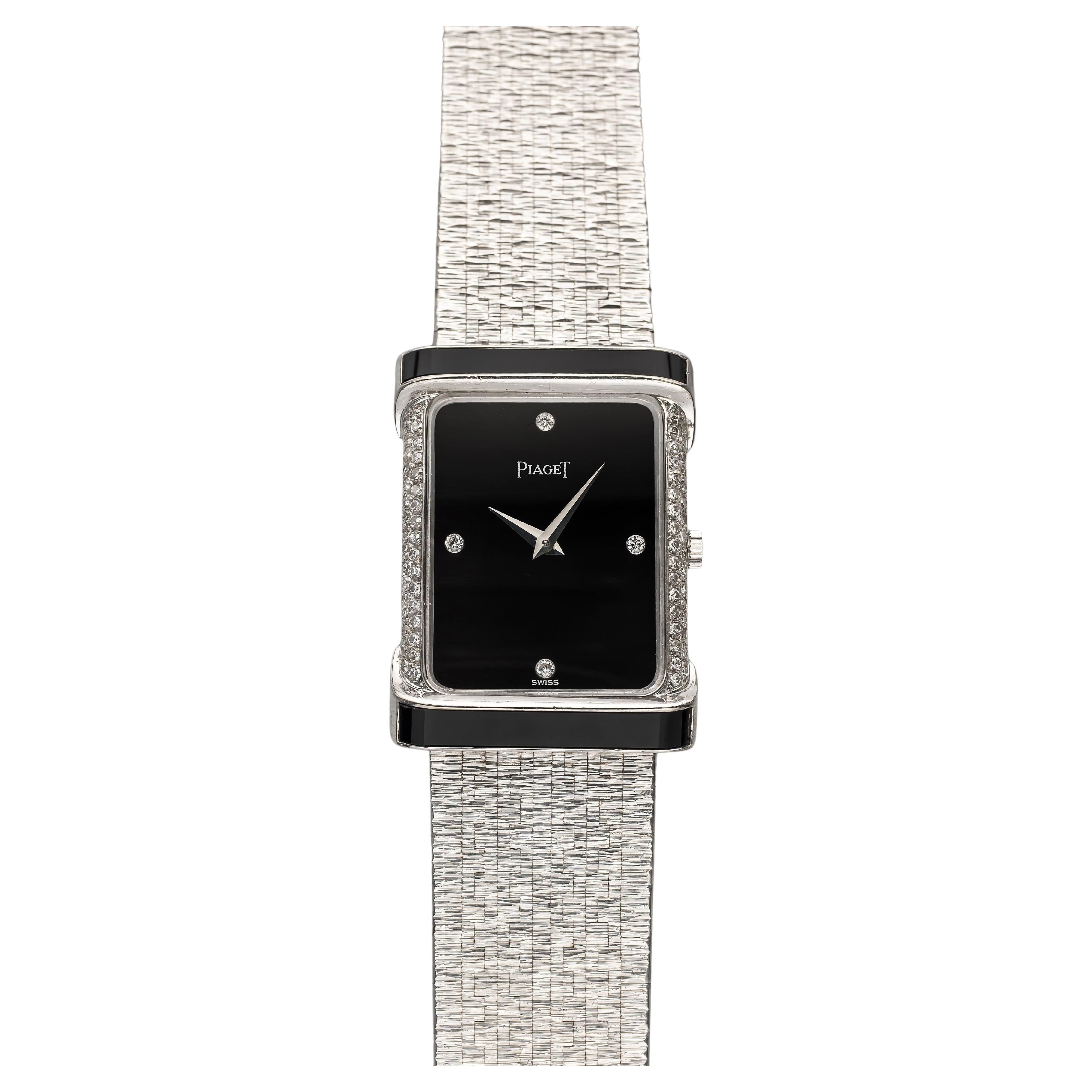 Vintage Piaget 80s 18K White Gold Manual Wind Onyx Dial and Bezel 30mm Case. en venta