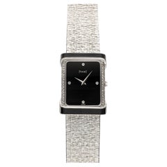 Vintage Piaget 80s 18K White Gold Manual Wind Onyx Dial and Bezel 30mm Case.