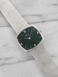 Vintage Piaget 9501 18K WG Integrated Bloodstone Stone Dial Manual 29mm