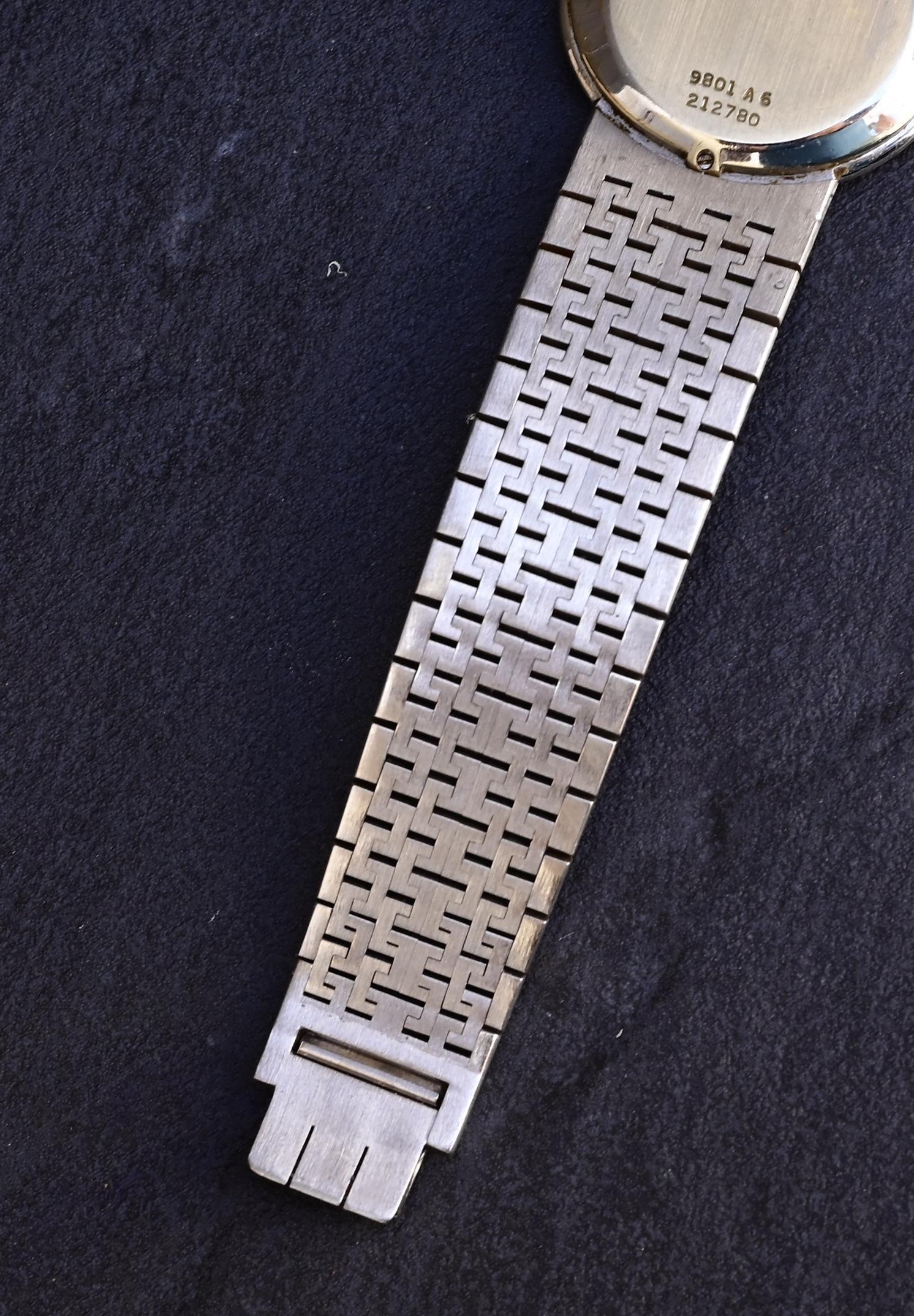 Vintage Piaget 9801 A6 18K White Gold Wristwatch with Opal Dial – 57g, 16cm 2