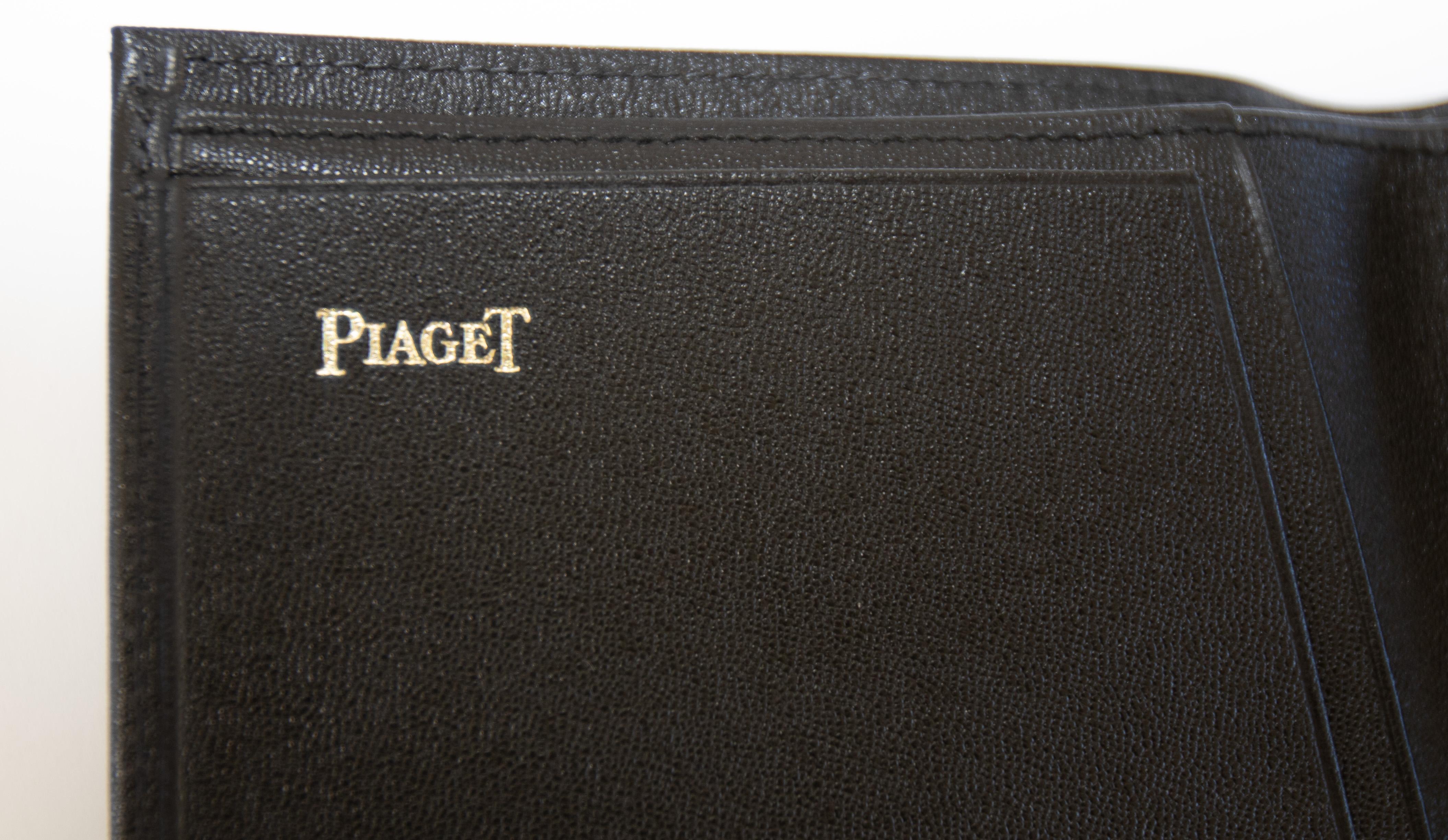 Piaget Vintage-Brieftasche aus schwarzem Leder im Angebot 1