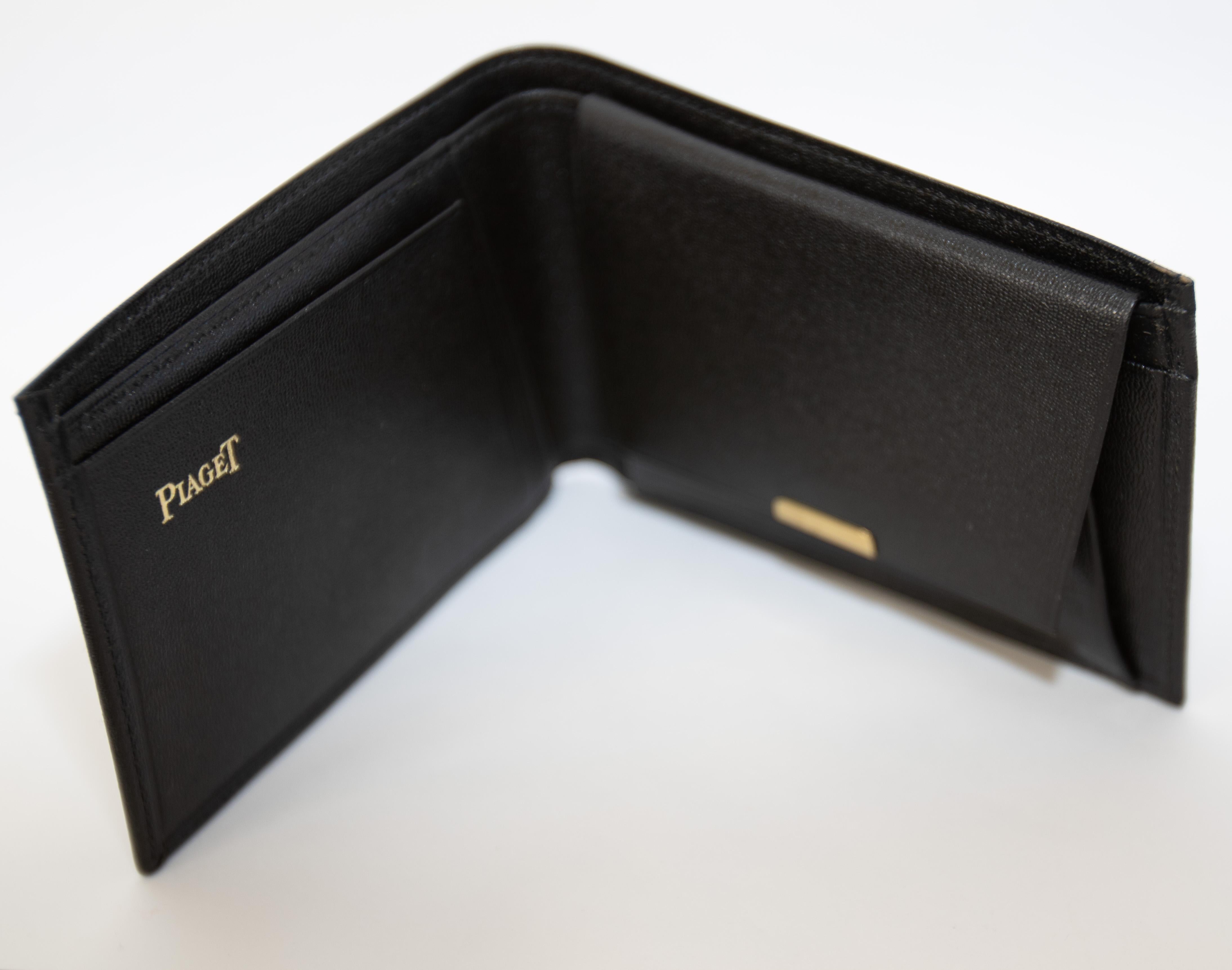 Women's or Men's Vintage Piaget Black Leather Wallet For Sale