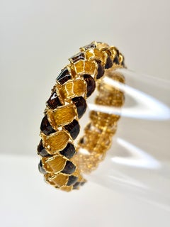 Vintage Piaget Armband und Ohrringe Set, 18 Karat Gelbgold und Emaille