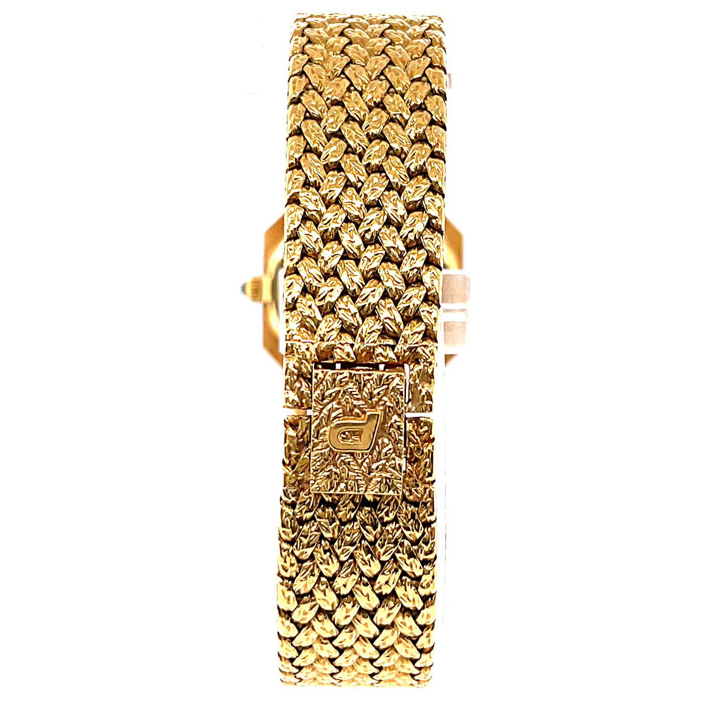 Women's or Men's Vintage Piaget Coral Onyx 18 Karat Gold Watch