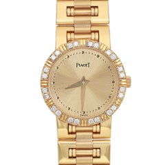 Vintage Piaget Dancer 18k Yellow Gold Diamond Gold Dial Watch 90564K81